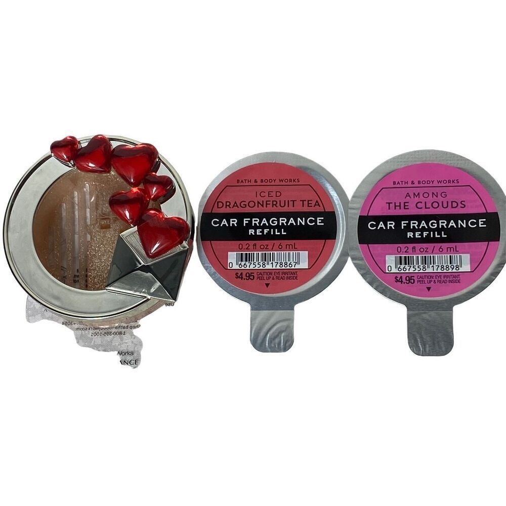 Bath and Body Works Letter with Hearts Car Scentable and 2 Refills